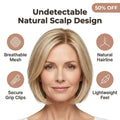 A seamless Arenzza hair topper clip showing instant volume with natural hair coverage and secure attachment.