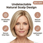 A seamless Arenzza hair topper clip showing instant volume with natural hair coverage and secure attachment.
