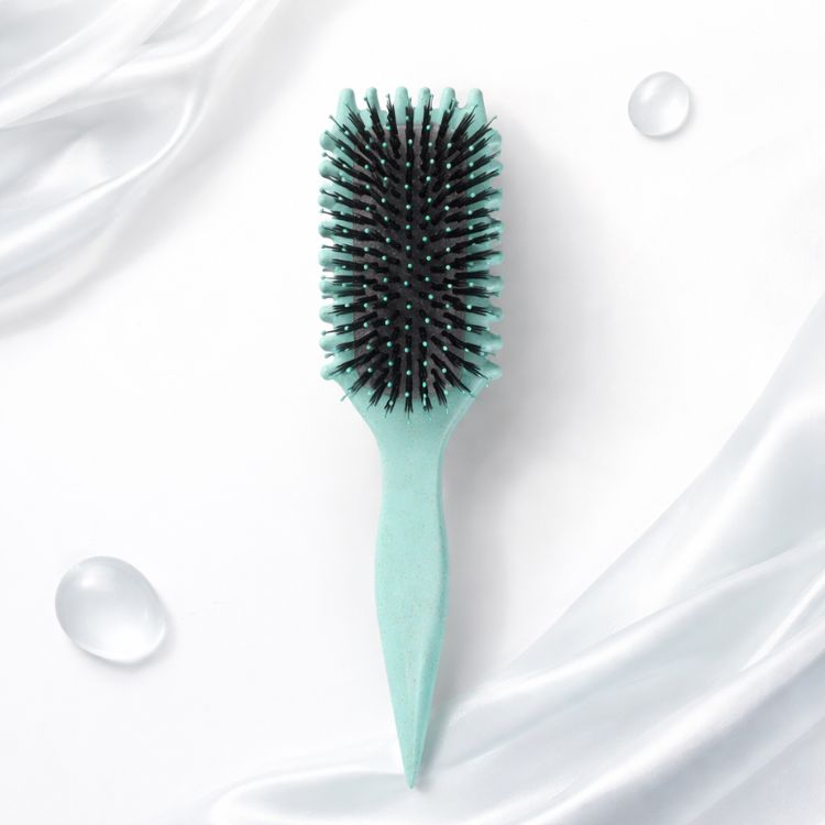 Arenzza Curl Defining Hairbrush with round bristles for detangling and shaping curly hair, shown on a white background.