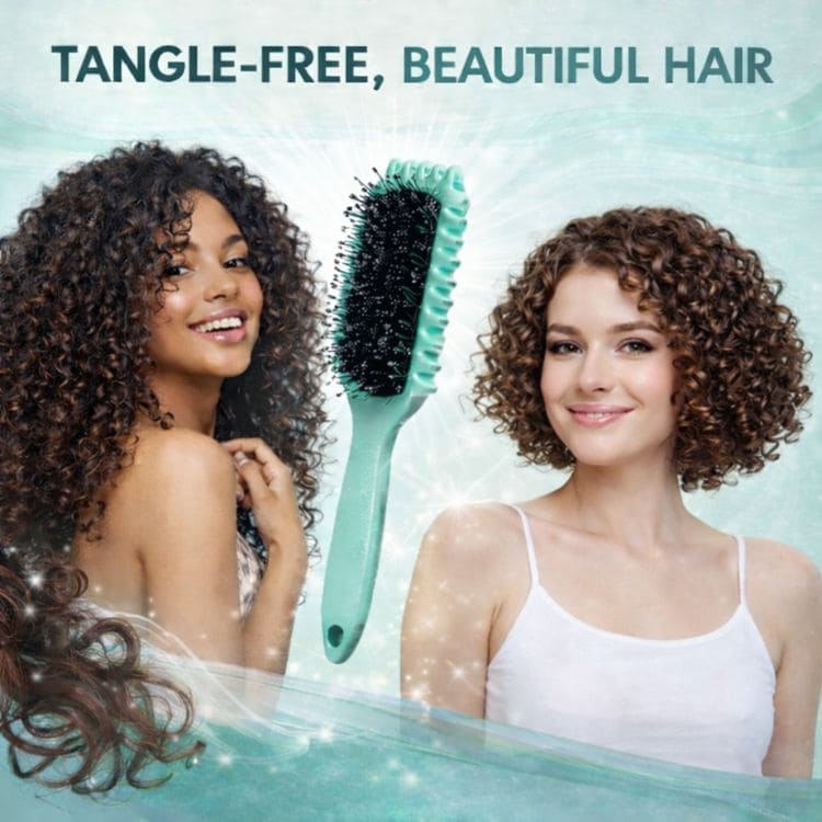 Arenzza curl defining hairbrush with wide bristles for detangling and shaping curly hair, shown on a white background.