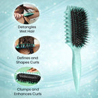 Arenzza curl defining hairbrush with wide teeth for enhancing and shaping curly hair.