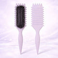 Arenzza curl defining hairbrush with flexible bristles designed to enhance natural curls and reduce frizz.