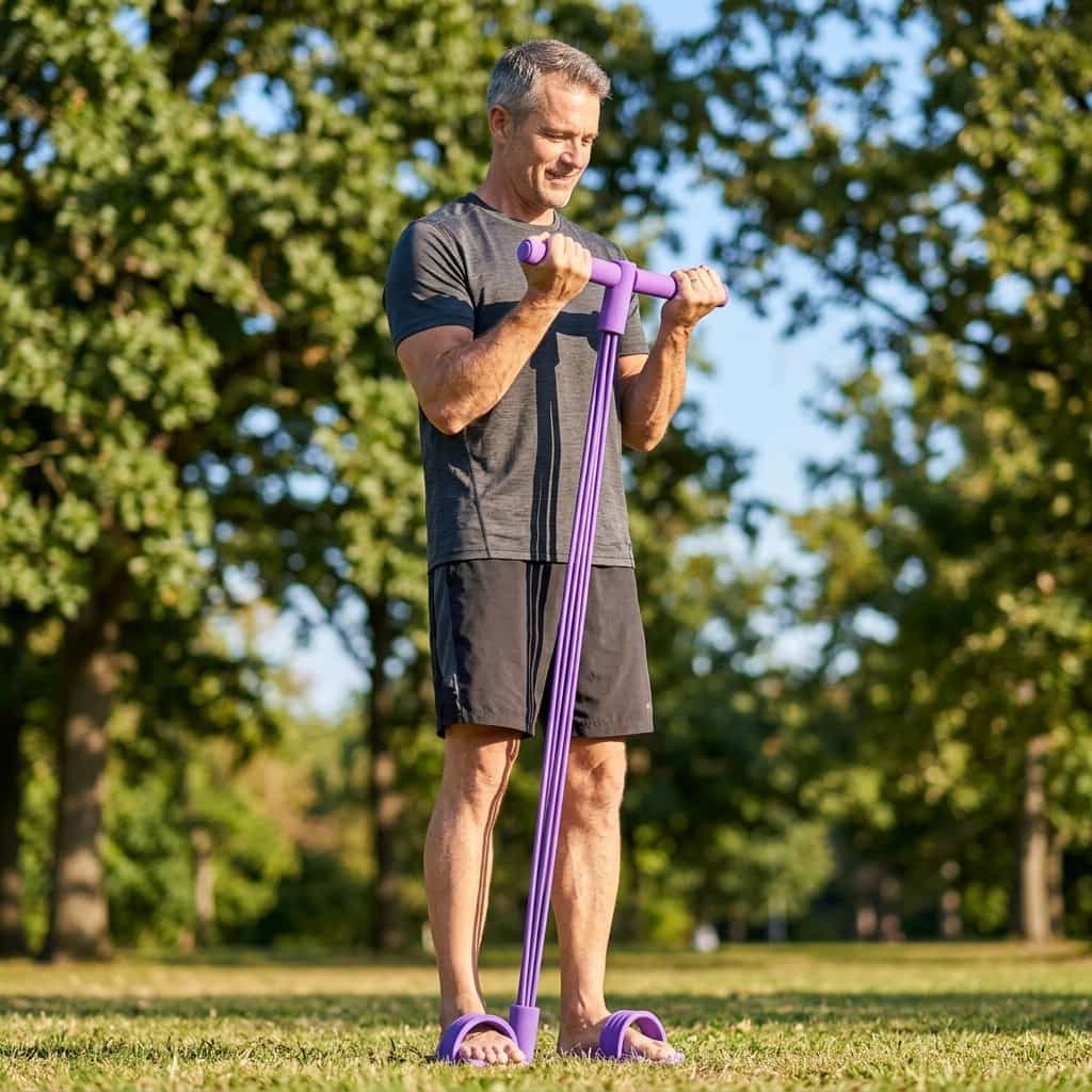 A person using the EasyFit™ Arenzza full-body resistance trainer for a workout in a modern home gym setting.