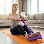 A person using the EasyFit™ full-body resistance trainer by Arenzza for a workout in a modern home gym setting.