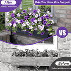 Colorful Arenzza artificial petunias in a weatherproof floral display, showcasing vibrant, lifelike blooms for outdoor decoration.