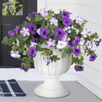 Realistic artificial petunias in vibrant colors, weatherproof floral display by Arenzza for outdoor decoration.