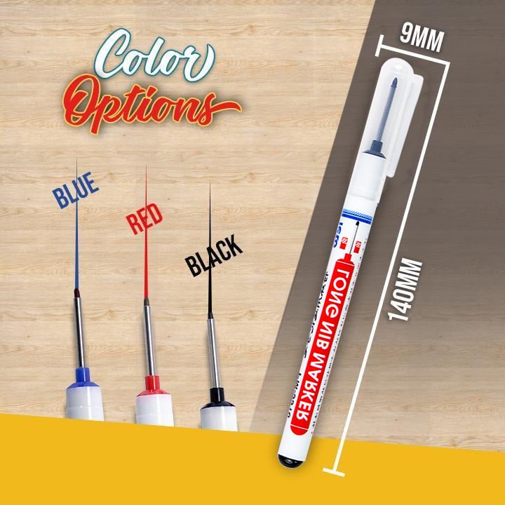 Arenzza Selleasy multi-purpose woodworking pen with a long tip, shown with a sleek black finish and ergonomic design for precision work.