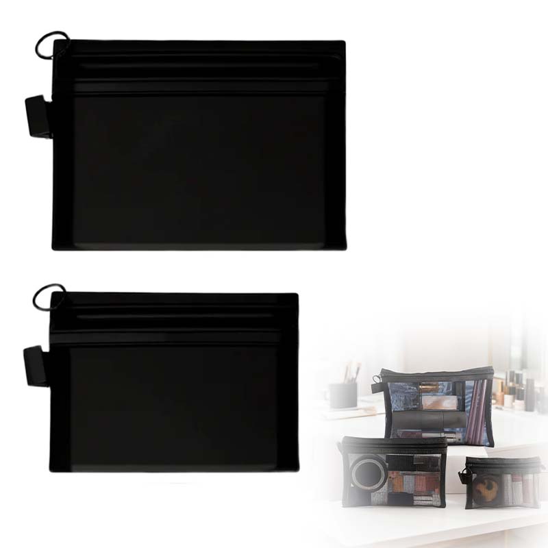 Arenzza Selleasy portable mesh cosmetics storage bag with multiple compartments for makeup and beauty products.