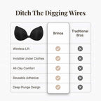 A comparison table showing Arenzza Invisible Push-up Adhesive Bra features and benefits in a clear, easy-to-read format.