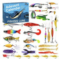 Arenzza 24 Days Lures Advent Calendar for sports and outdoors, featuring colorful fishing lures inside numbered compartments.