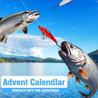 Aarenza 24 Days Lures Advent Calendar with fishing lures and accessories inside, designed for outdoor sports enthusiasts.