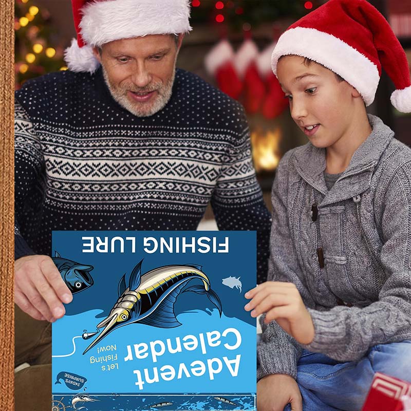 Arenzza 24 Days Lures Advent Calendar for sports and outdoor fishing, featuring colorful fishing lures inside numbered compartments.