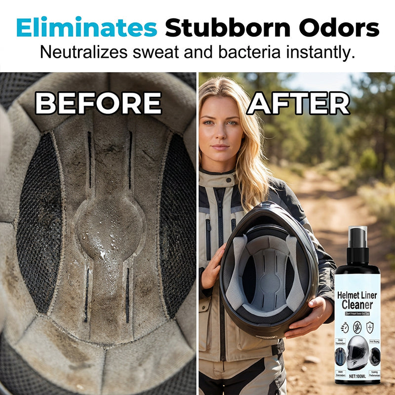 Arenzza helmet liner cleaner and deodorizer spray bottle, designed for sports and outdoor helmet hygiene and freshness.