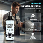 Arenzza helmet liner cleaner and deodorizer spray bottle for sports and outdoor helmets, with a spray nozzle and label.