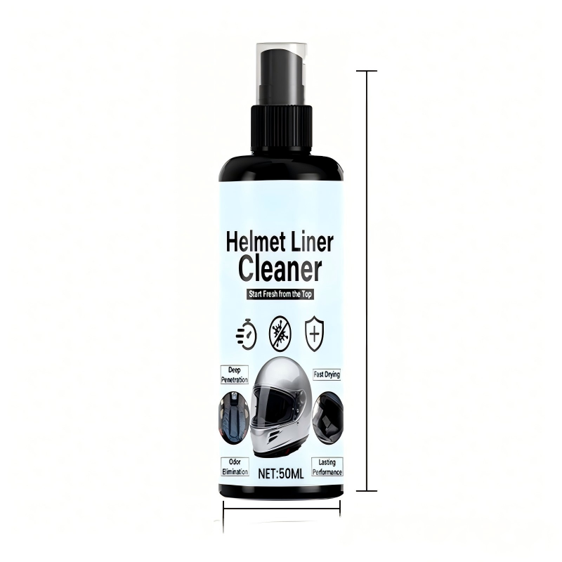 Arenzza helmet liner cleaner and deodorizer spray bottle on a white background, used for sports helmet odor removal and freshness.