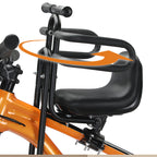 Arenzza front-mounted kids bike seat attached to a bicycle, designed for outdoor cycling with a secure, child-friendly design.