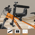 Arenzza front-mounted kids bike seat attached to a bicycle, designed for outdoor cycling with a secure, comfortable seating area.