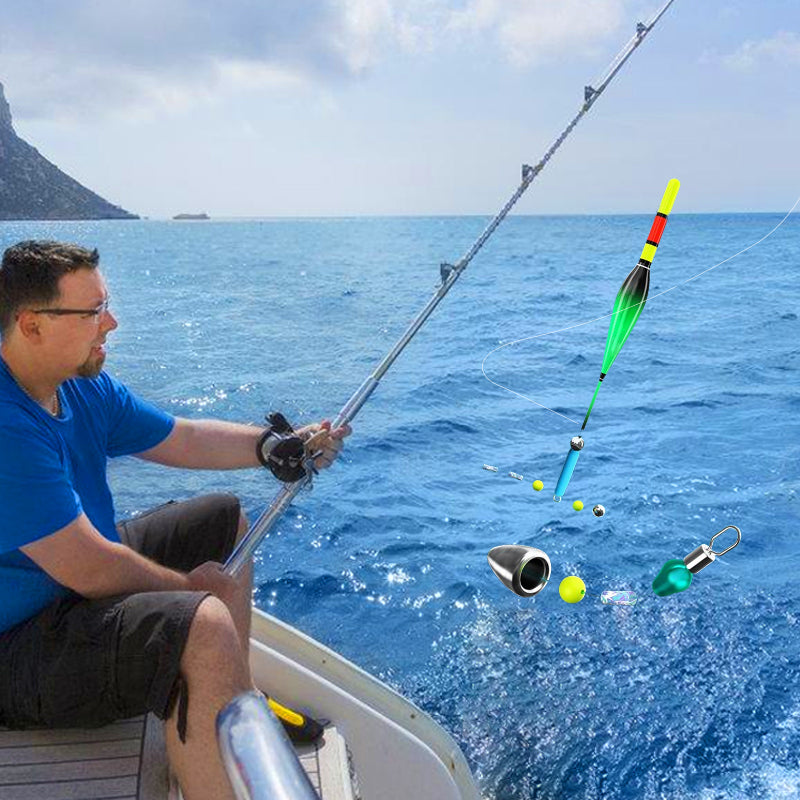 Arenzza automatic fishing line set with luminous float and accessories, ideal for beginners and experienced anglers.