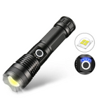 Arenzza tactical flashlight with high lumens, rechargeable battery, long size, and bright beam for outdoor sports and adventures.