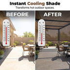 A woven sunshade by Arenzza showing UV-resistant, breathable, cooling fabric ideal for outdoor sun protection.