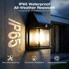 Arenzza solar wall light with motion sensor, weatherproof design, and dusk to dawn operation installed on garden wall.