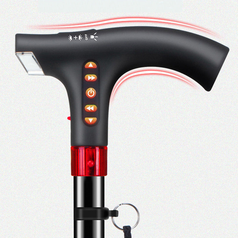 Arenzza intelligent elderly walking stick with LED light, featuring a sturdy handle and integrated illumination for walking safety.