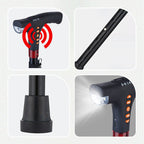 Arenzza intelligent elderly walking stick with LED light, featuring a sleek design and adjustable height for outdoor walking support.