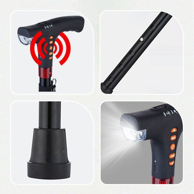 Arenzza intelligent elderly walking stick with LED light, featuring a sleek design and adjustable height for outdoor walking support.