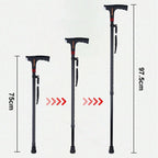 Arenzza intelligent elderly walking stick with LED light, featuring a sleek design and adjustable height for outdoor use.