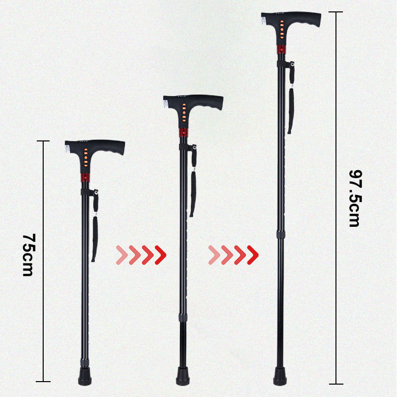 Arenzza intelligent elderly walking stick with LED light, featuring a sleek design and adjustable height for outdoor use.