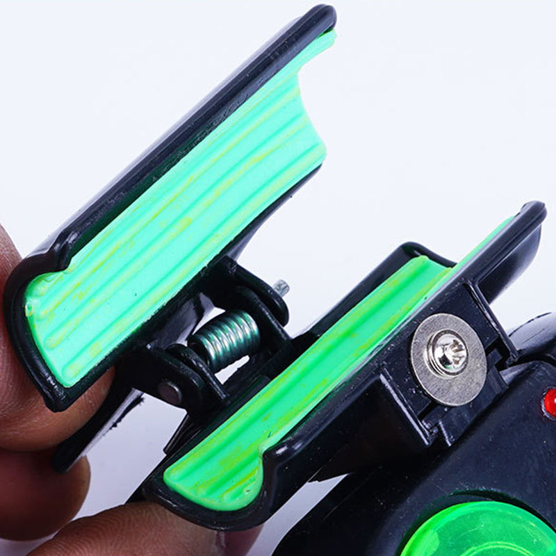 Arenzza fishing bite alarm with LED light and sound, designed for outdoor fishing, showing the device with LED indicator and control buttons.