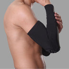 Arenzza sports knee and elbow pads in black and gray, designed for outdoor sports and outdoor activities, with adjustable straps.