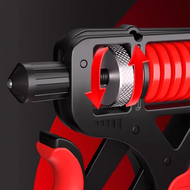 Arenzza adjustable resistance hand grip strengthener for sports and fitness training, with black and red handles and adjustable tension.