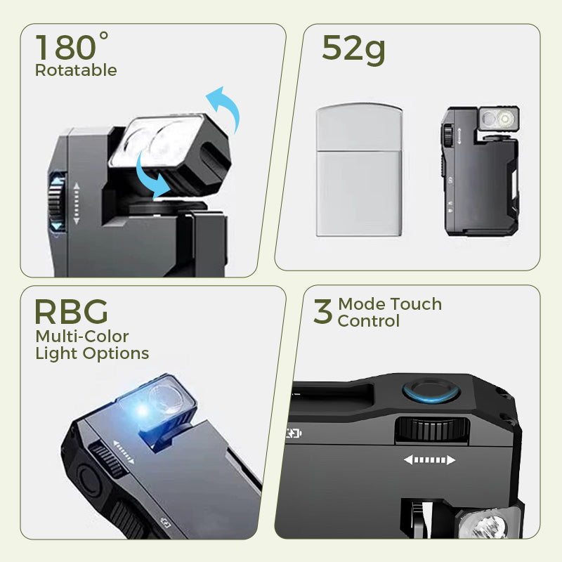 Arenzza portable mini flashlight with rotatable head, compact LED light for outdoor activities and emergency use.