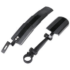 Arenzza retractable and adjustable bicycle mudguard set with black and white design mounted on a bicycle wheel.