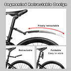 Arenzza retractable and adjustable bicycle mudguard set with black plastic guards and mounting brackets for bike protection.