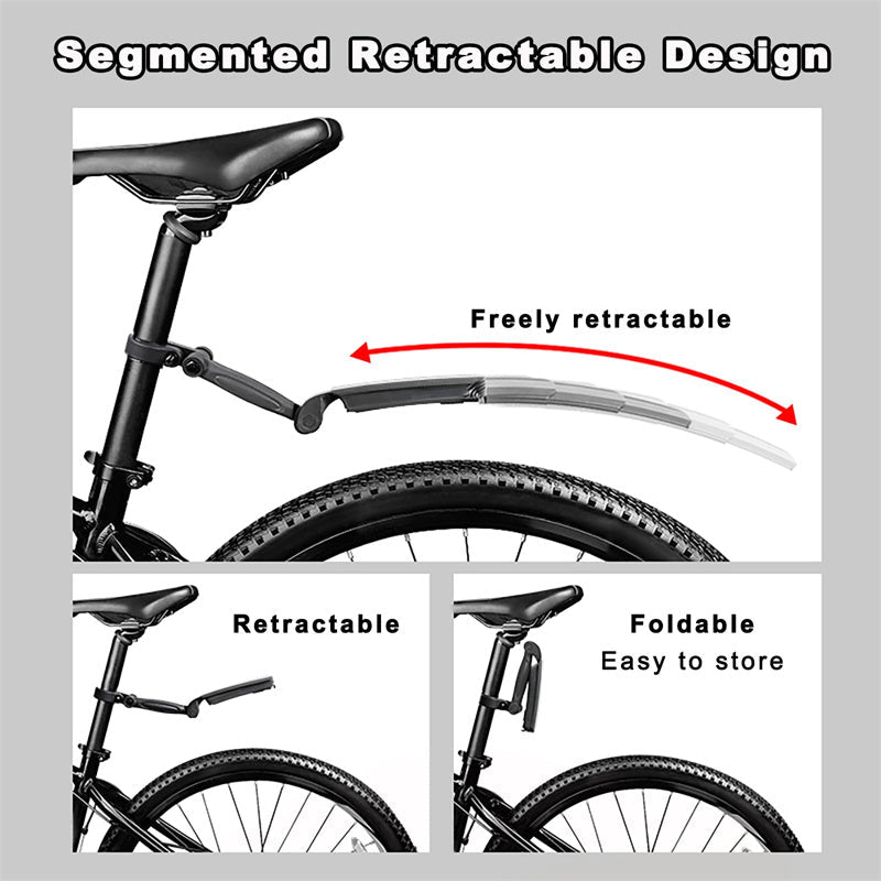 Arenzza retractable and adjustable bicycle mudguard set with black plastic guards and mounting brackets for bike protection.