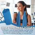 Arenzza absorbent quick-drying gym cooling towel in blue, shown folded with a textured surface for sports and outdoor activities.