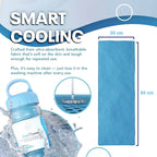 Arenzza sports cooling towel, quick-drying and absorbent, shown folded and spread out for gym or outdoor workout use.