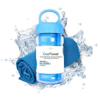 Arenzza absorbent quick-drying gym cooling towel shown folded and spread out, ideal for sports and outdoor workouts.