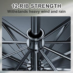 Aarenza 12-rib large foldable windproof umbrella open, showing its sturdy canopy and compact design for outdoor use.