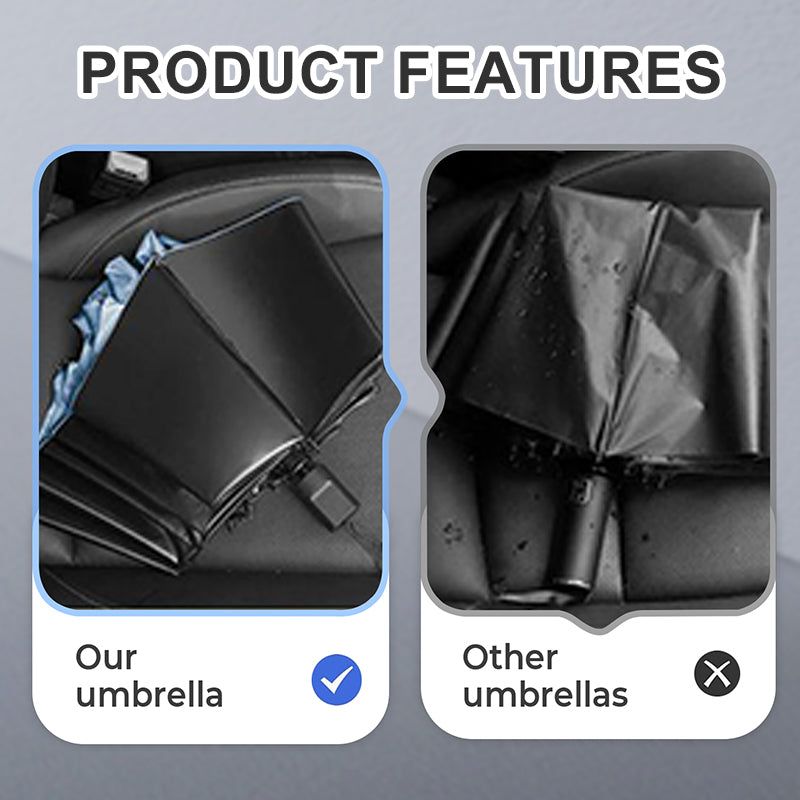 Aarenza 12-rib large foldable windproof umbrella open, with black canopy and sturdy handle, designed for outdoor rain protection.
