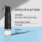 Aarenza 12-rib large foldable windproof umbrella open, showcasing its sturdy canopy and compact design for outdoor rain protection.