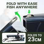 Arenzza foldable fishing rod, lightweight and portable, suitable for outdoor fishing adventures, displayed in a compact folded position.