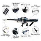 Arenzza foldable fishing rod extended outdoors, showcasing lightweight, portable design for fishing enthusiasts in Sports & Outdoors.