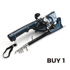 Arenzza foldable fishing rod suitable for sports and outdoor fishing, shown in a folded position with a sleek design.