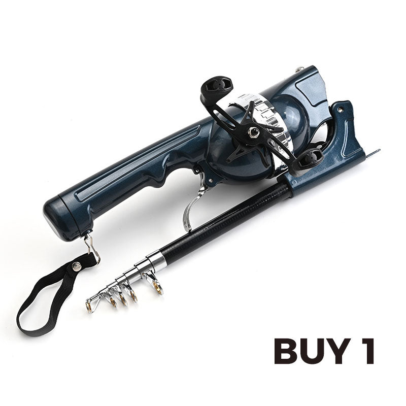 Arenzza foldable fishing rod suitable for sports and outdoor fishing, shown in a folded position with a sleek design.