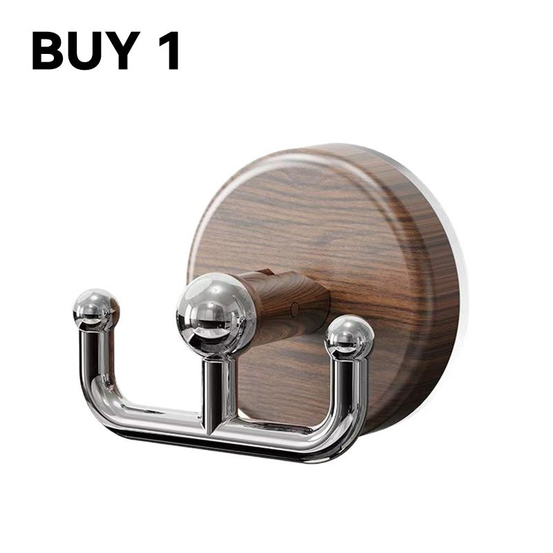 Arenzza multi-functional wood grain suction cup hook for sports and outdoor use, showing a strong suction cup attached to a smooth surface.