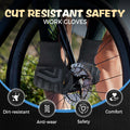 Arenzza Level 5 cut-resistant safety work and outdoor adventure gloves with reinforced palms and adjustable wrist straps.