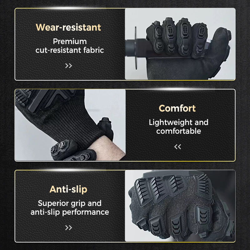 A pair of Arenzza Level 5 cut-resistant safety gloves for outdoor work and adventure, showing reinforced palms and secure fit.